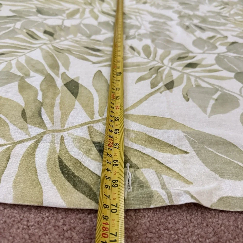 Pottery Barn Shower Curtain Green Botanical Palm Leaf Linen Blend Shower Curtain